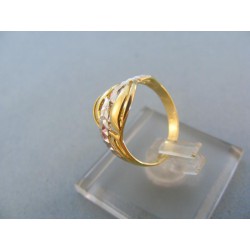 Zlatý prsteň vzorovaný žlté biele zlato DP49182V