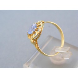 Zlatý prsteň dámsky žlté zlato modrý kameň tvar kvietok DP56230Z