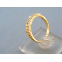 Zlatý dámsky prsteň žlté zlato v dvoch radoch malé kamienky DP57280Z