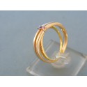 Zlatý prsteň trojitý trojfarebné zlato farebné kamienky DP57495V