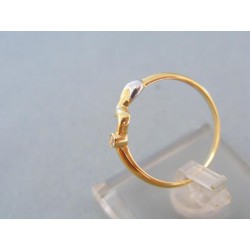 Zlatý prsteň jemný žlté biele zlato kamienok točená vlnka DP57145V