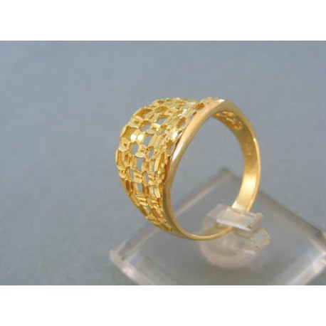 Krásny vzorovaný dámsky prsteň žlté zlato