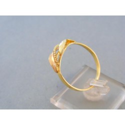Zlatý dámsky prsteň vzorovaný žlté červené zlato tvar dvoch listov DP67234V