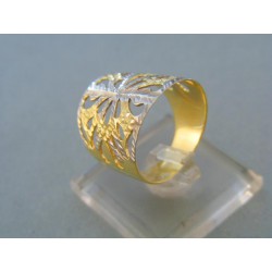 Zlatý dámsky prsteň elegantný vzorovaný dvojfarebné zlato DP58496V
