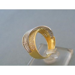 Zlatý dámsky prsteň exkluzívny žlté biele zlato zirkóny DP58450V